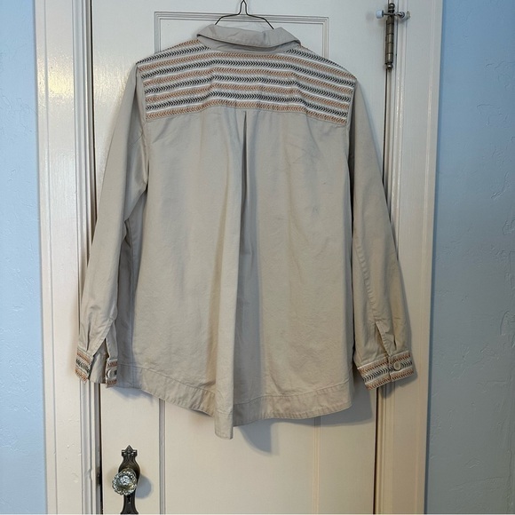 Denim & Co Jacket Khaki Denim with Embroidered Yolk & Cuffs Front Pockets SizeXL - Picture 3 of 9